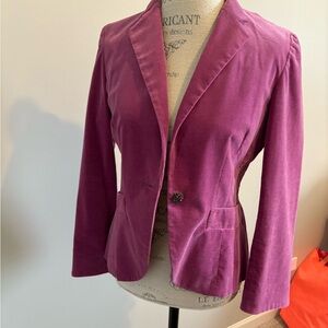Anne Klein Purple Velvet Blazer Tailored Suit Jacket